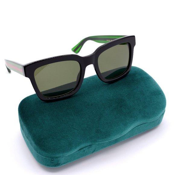 NEW GUCCI GG0001SN 002 BLACK GREEN AUTHENTIC SUNGLASSES - Picture 4 of 12